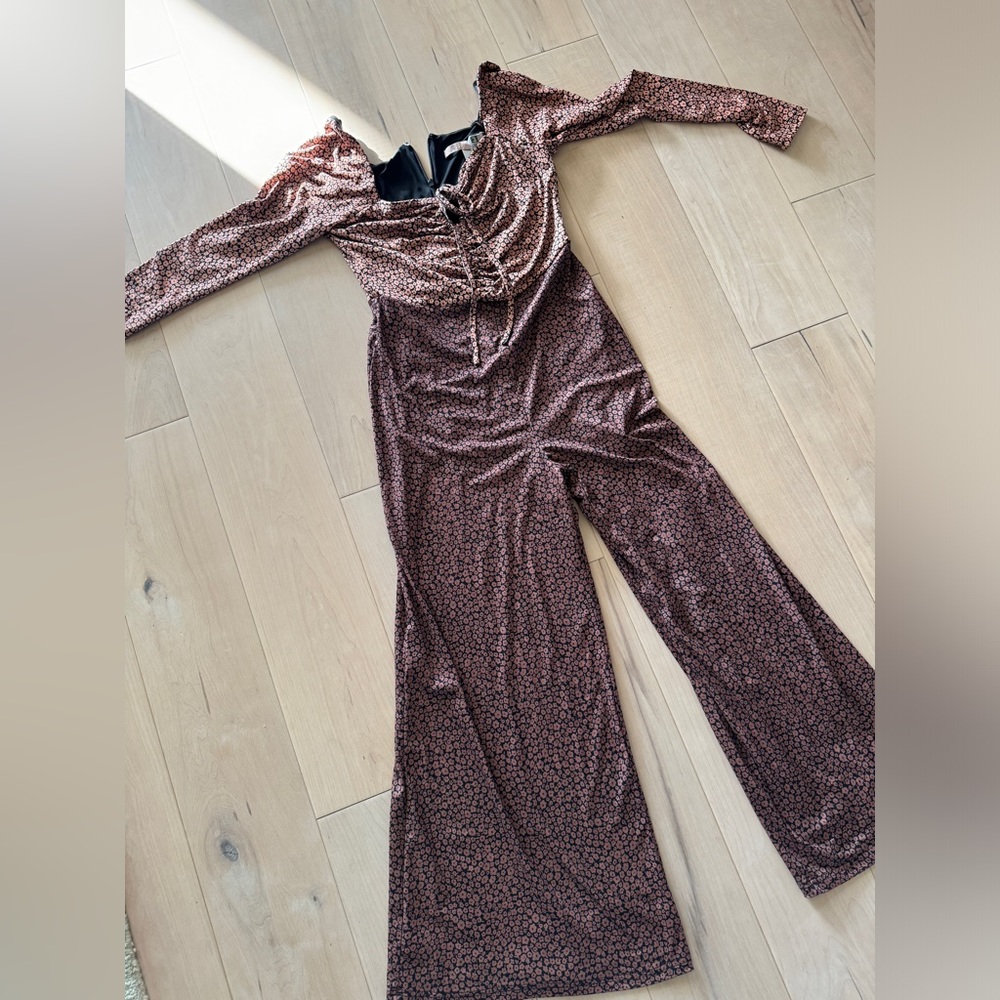 New Size Small Hutch Design floral long sleeve, bell bottoms jumpsuit.